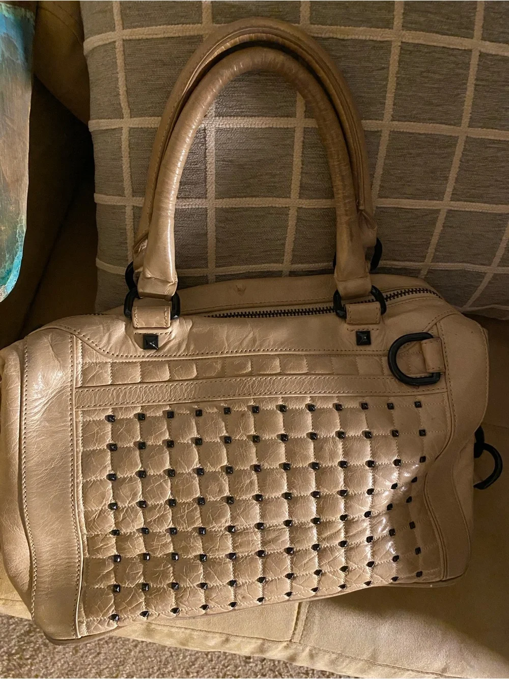 Rebecca Minkoff Beige Woven Leather Satchel Handbag